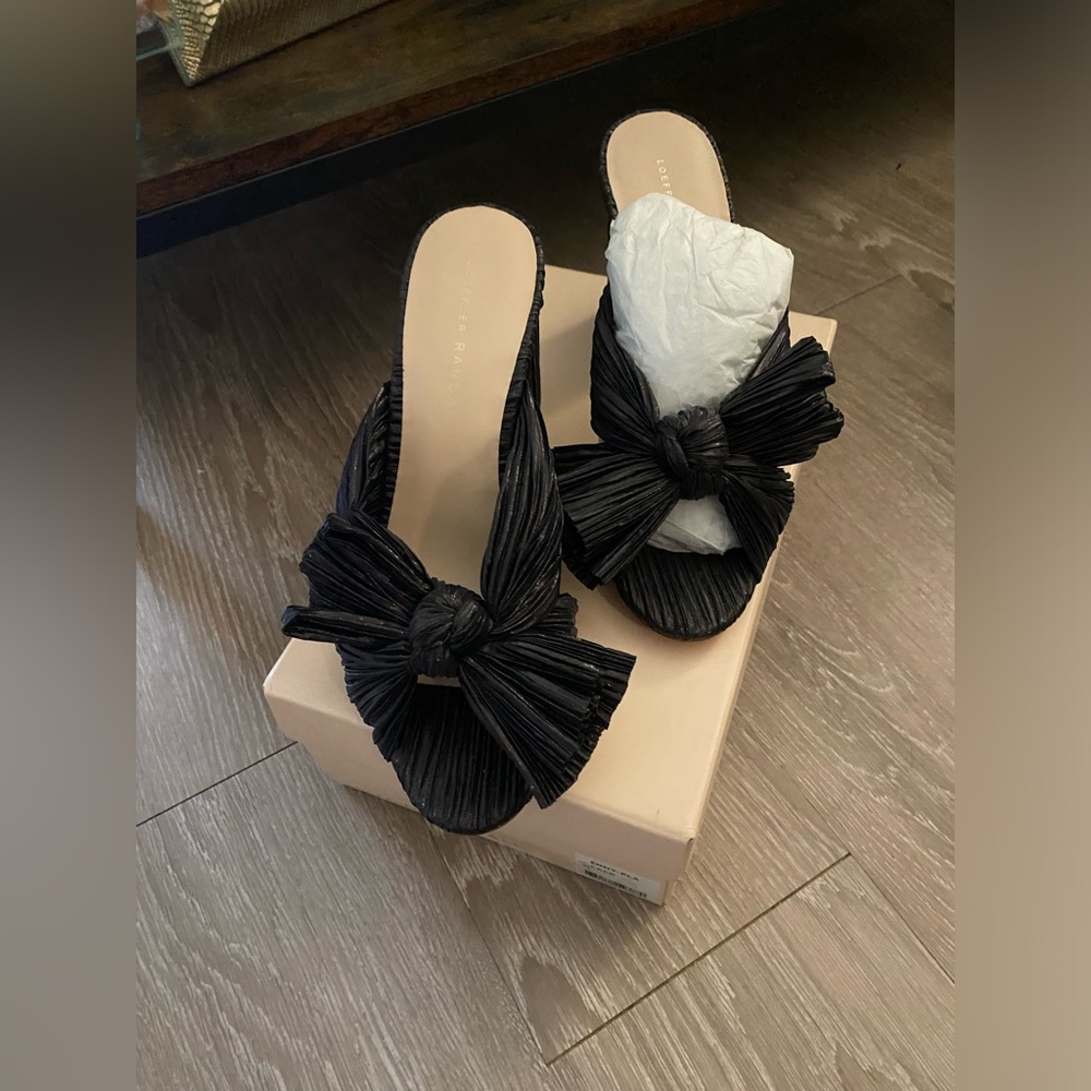 Loeffler Randall Black Pleated Bow Heels